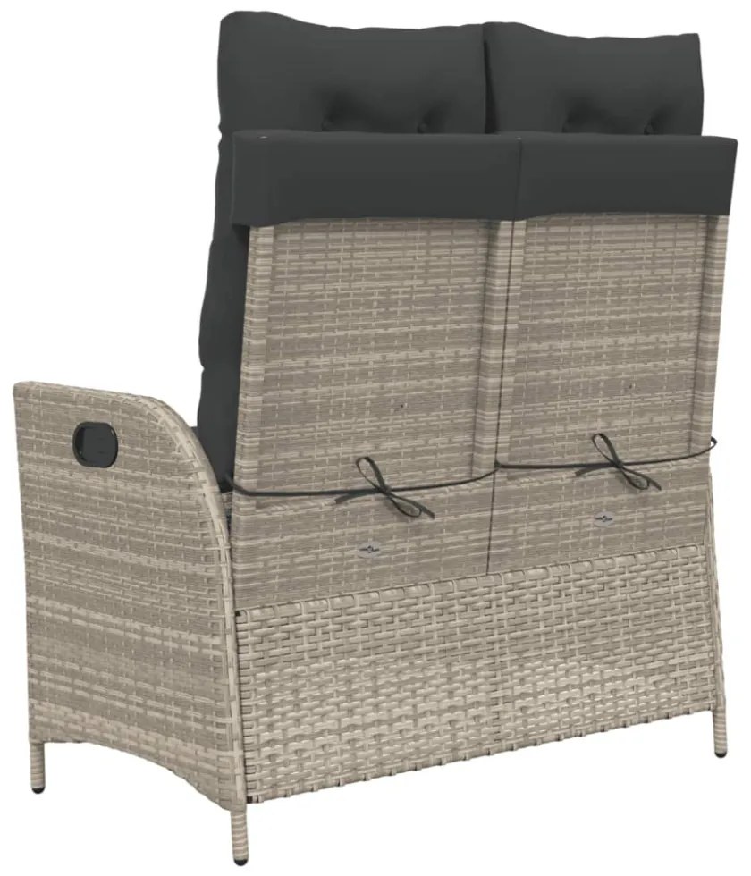 világosszürke polyrattan dönthető kerti pad párnával