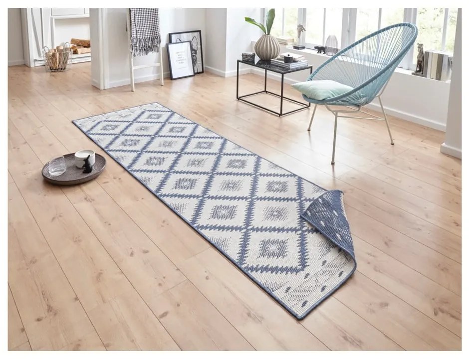 Malibu kék-krémszínű kültéri szőnyeg, 350 x 80 cm - NORTHRUGS