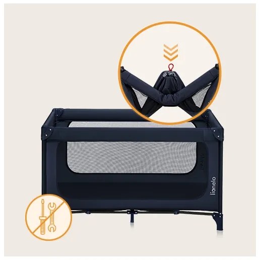 Lionelo - Utazóágy JASMIN EASY FOLD Tengerészkék