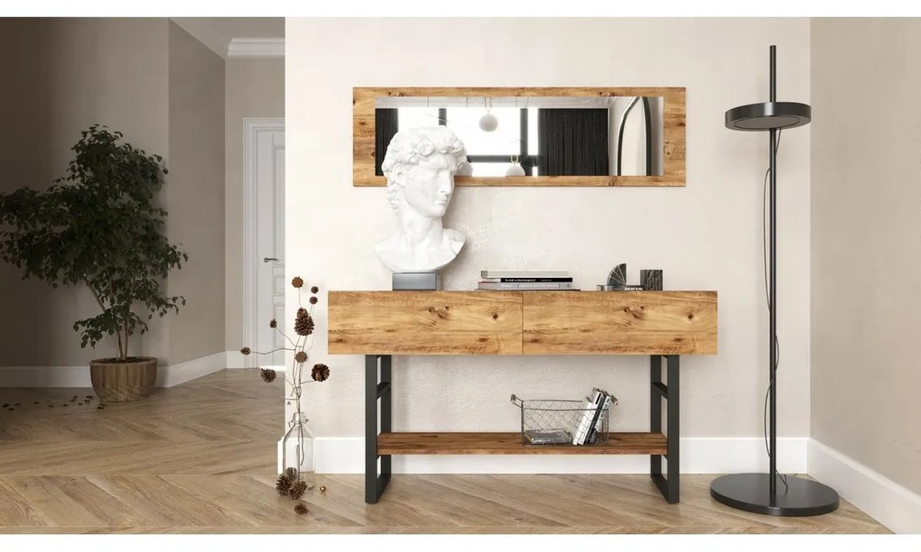 Mia Atlantic Pine konzolasztal tükörrel