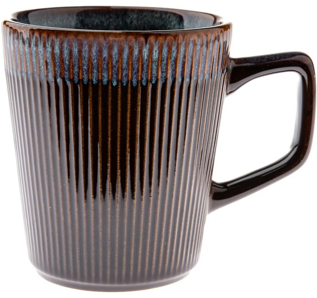 6 darabos kerámia bögrés készlet Rustik 410 ml, sötétbarna