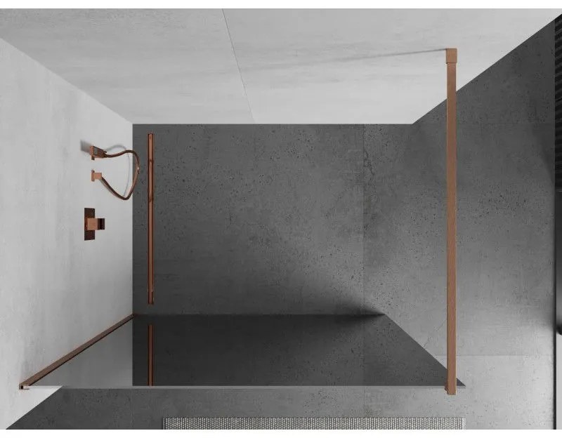 Mexen Kioto, Walk-In zuhany paraván 70 x 200 cm, 8 mm tükörmintás üveg, réz matt profil, 800-070-101-65-50