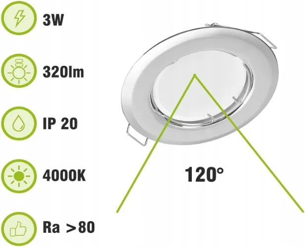 YanFeiYit 3 x Led süllyesztett spotlámpa, kerek, króm, átm. 52-71 mm,