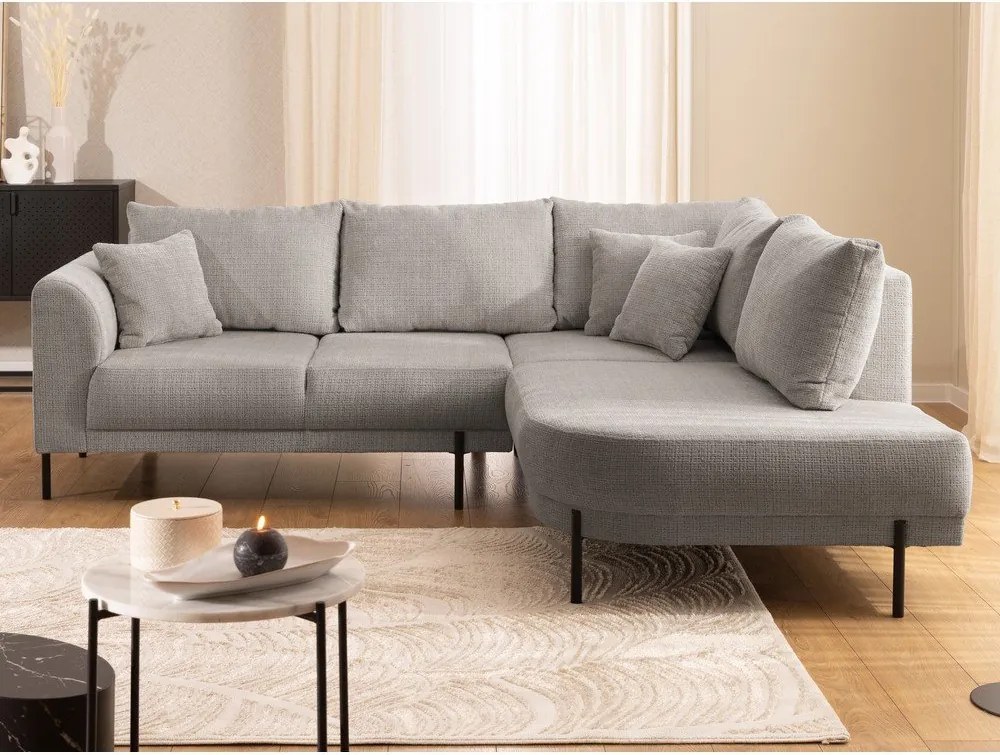 Szürkésbarna zsenília sarokkanapé (jobb oldali-L alakú) Mauris – Ropez