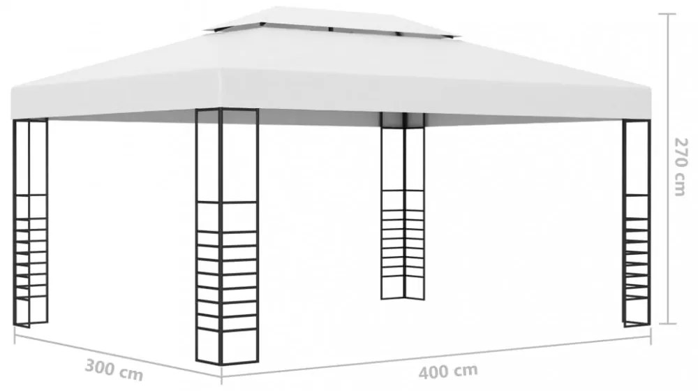 fehér pavilon LED fényfüzérrel 4 x 3 x 2,7 m