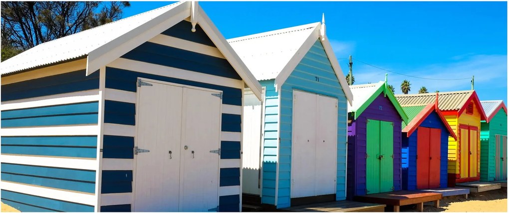 Kép - Brighton Beach, Melbourne, Ausztrália (120x50 cm)