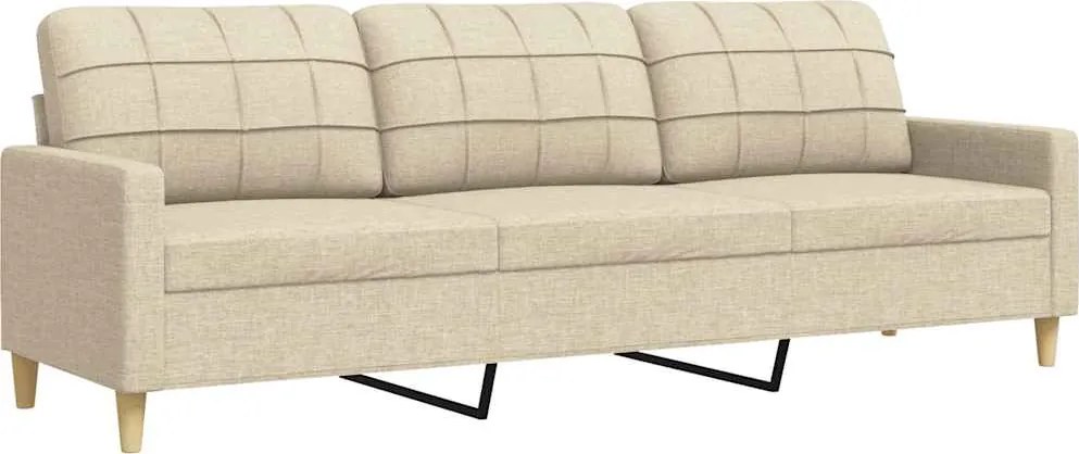 vidaXL 3 személyes krémszínű szövet kanapé 210 cm