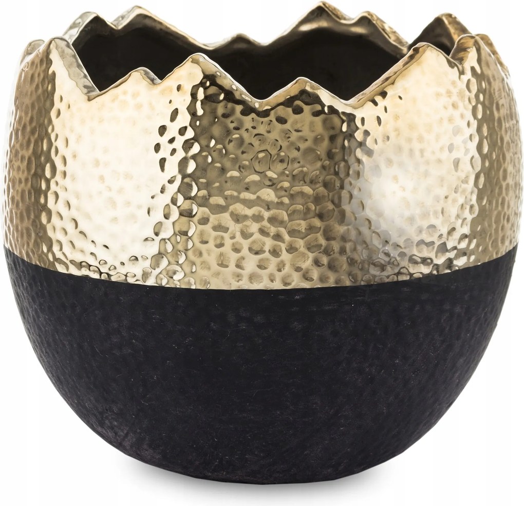 Virágtartó kaspó arany-fekete. Lakásdekoráció.