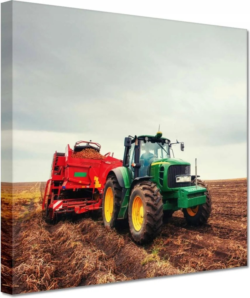 Vászonkép 20x20 Traktor szántás mező farmer