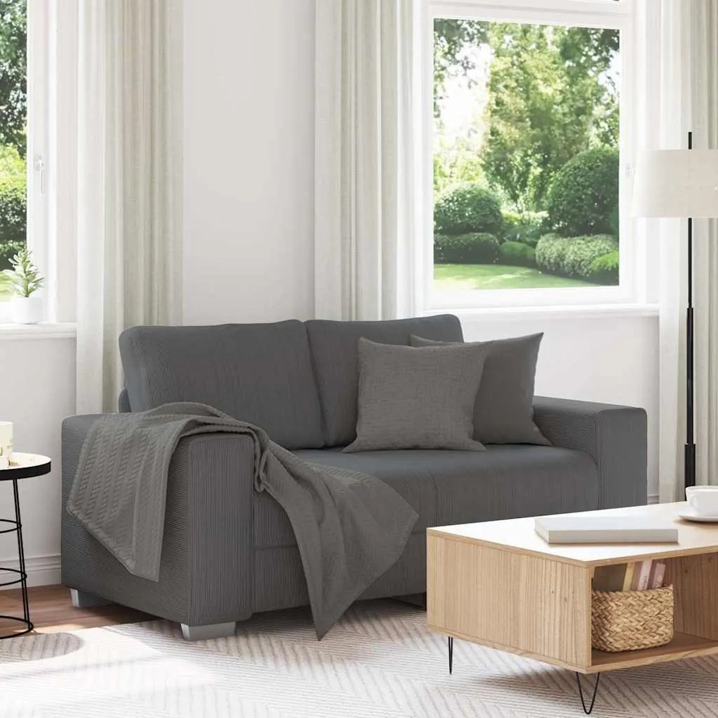 sötétszürke kordbársony szövet loveseat kanapé 120 cm