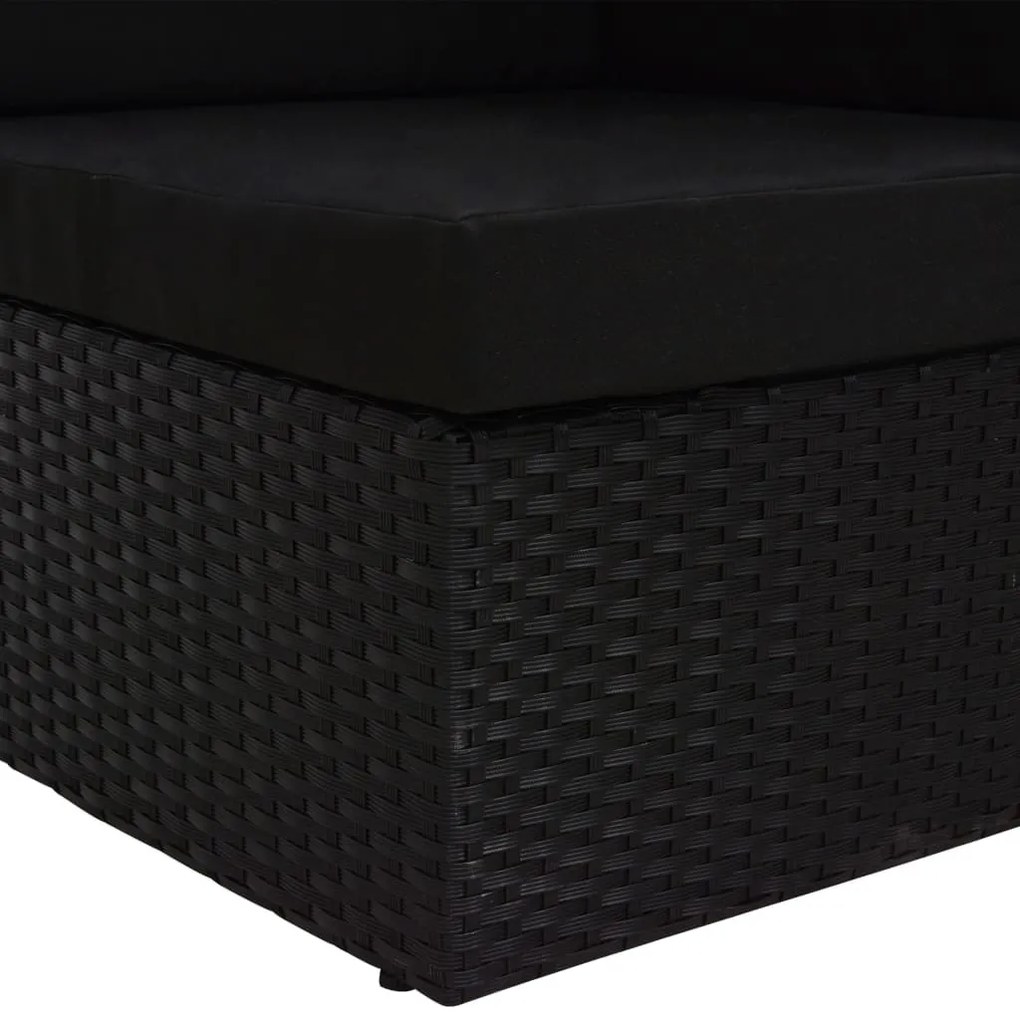 fekete polyrattan sarokkanapé-elem