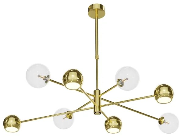 Jupiter 1970 - Csillár rúdon MOKA 4xGU10/10W/230V + 4xG9/10W/230V arany/átlátszó