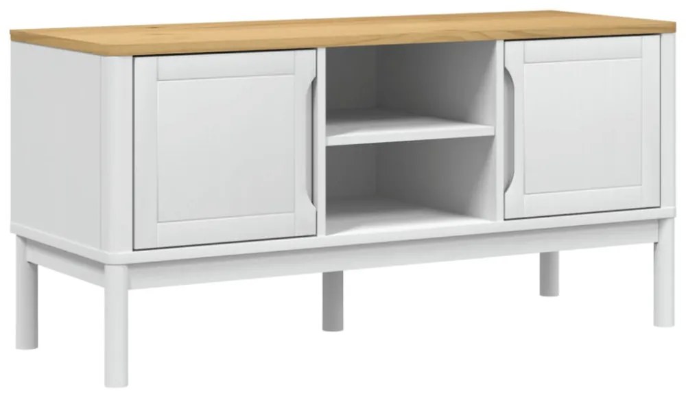 FLORO fehér tömör fenyőfa TV-szekrény 114 x 43 x 55 cm