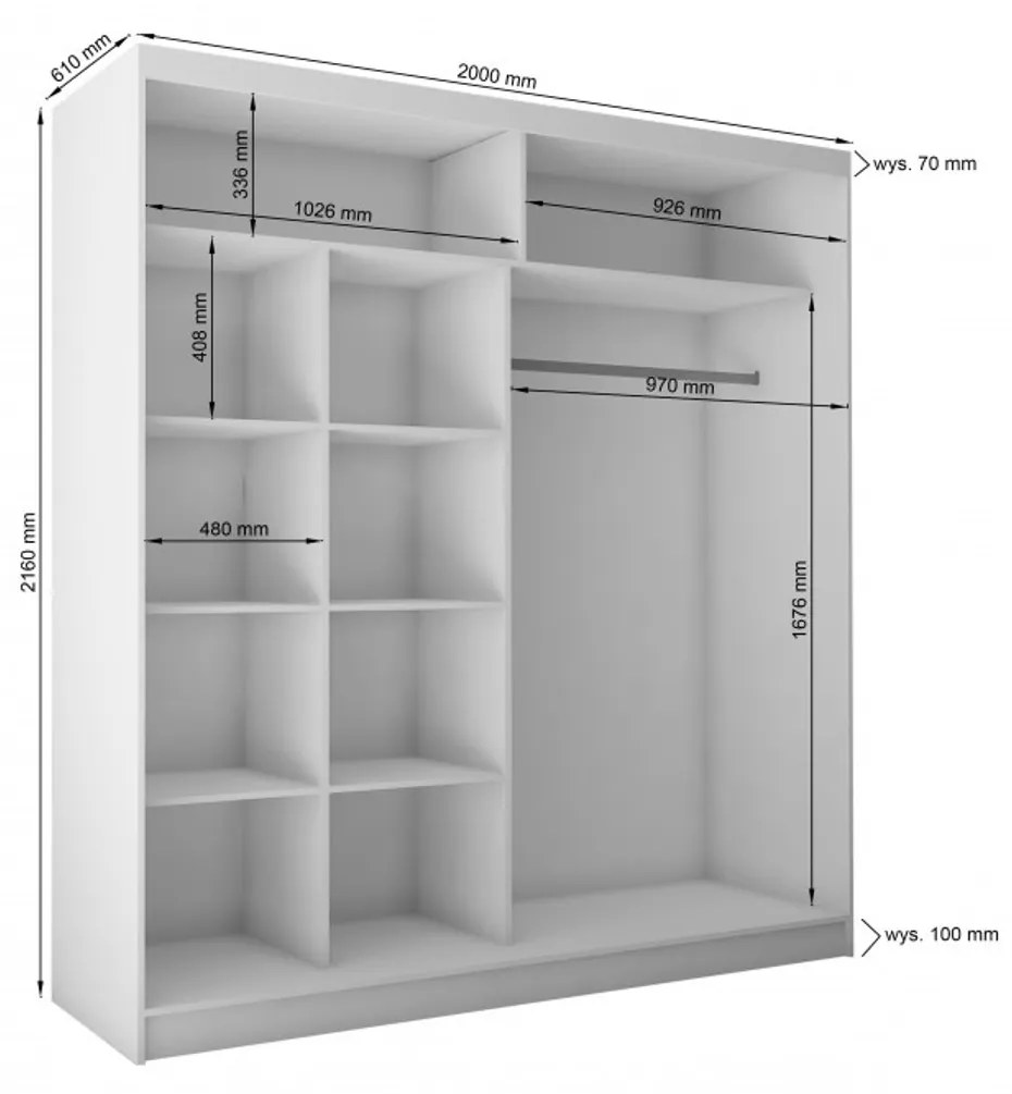 Gracja Gardróbszekrény (200 cm) Szürke