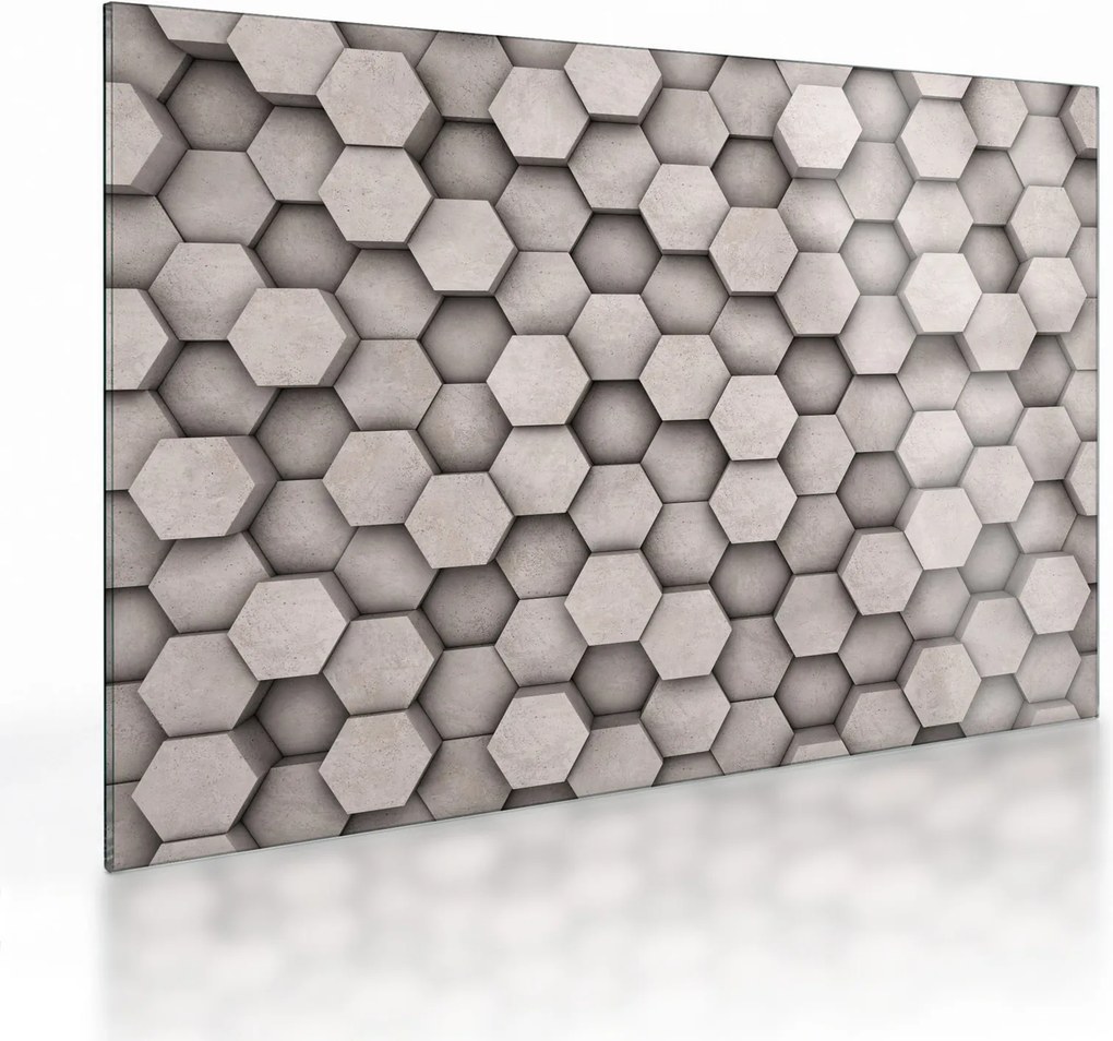 Kép - Hatszögek beton kivitelben (üvegen) (70x50 cm)