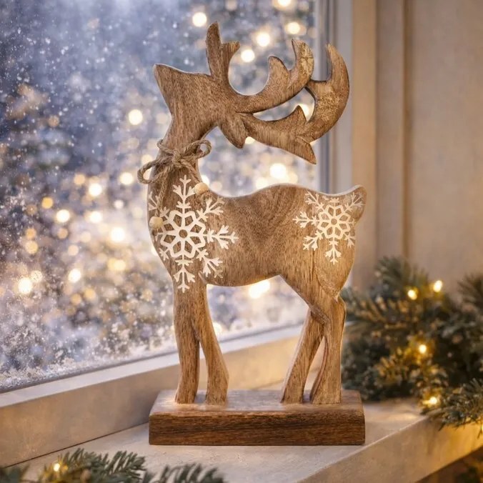 4Home Snowflake Deer Mangófa dekoráció, 33 cm