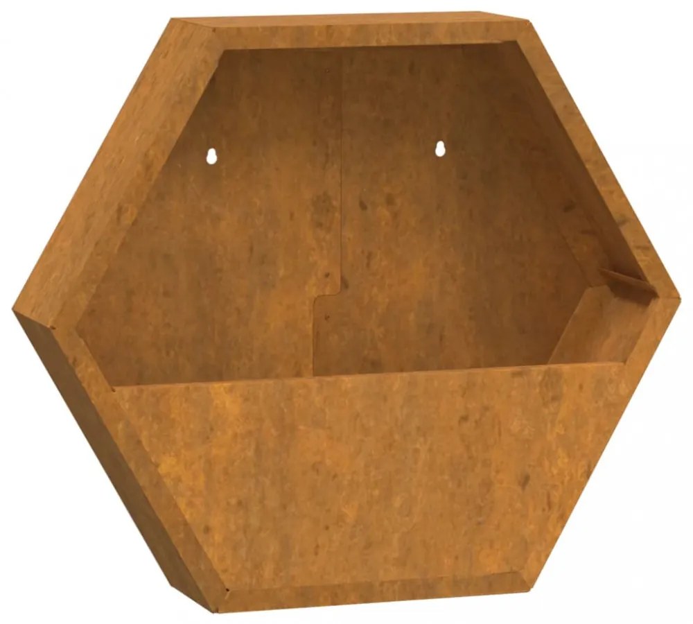2 db rozsda színű corten acél fali növénytartó 46 x 10 x 40 cm
