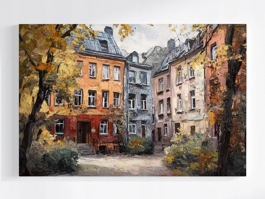 Poszter Város Bérházak Házak Udvar Ősz Kilátás 60x40