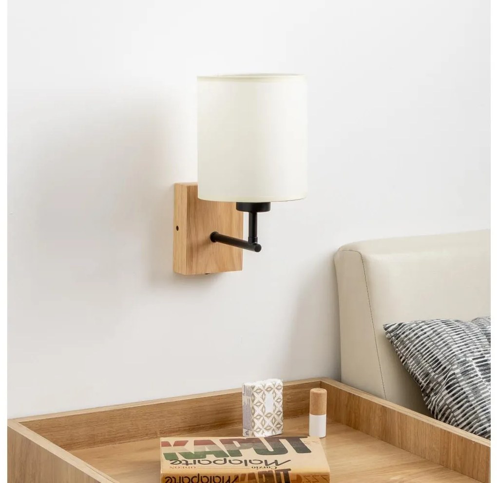 Brilagi Brilagi - Fali lámpa NUBILA WOOD 1xE27/25W/230V tölgy/fekete/krémes BG1560