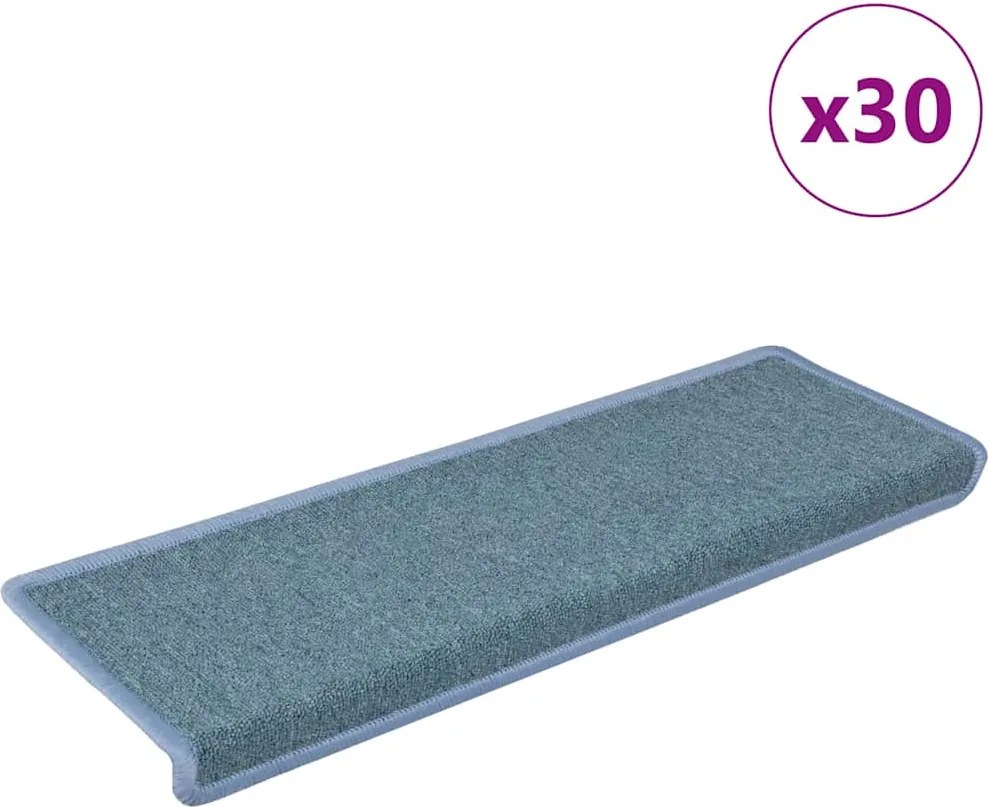 vidaXL 30 db lépcsőszőnyeg 65 x 21 x 4 cm tengerkék téglalap alakú széllel