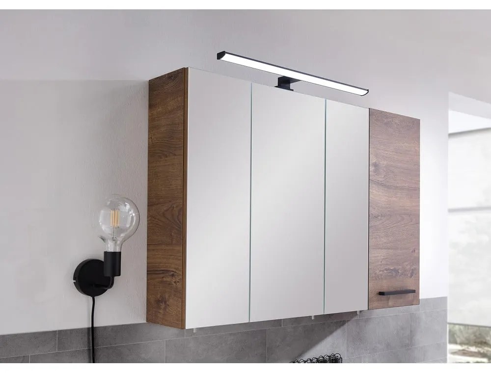 Barna függő fürdőszoba szekrény tölgyfa dekorral 30x70 cm Set 374 - Pelipal