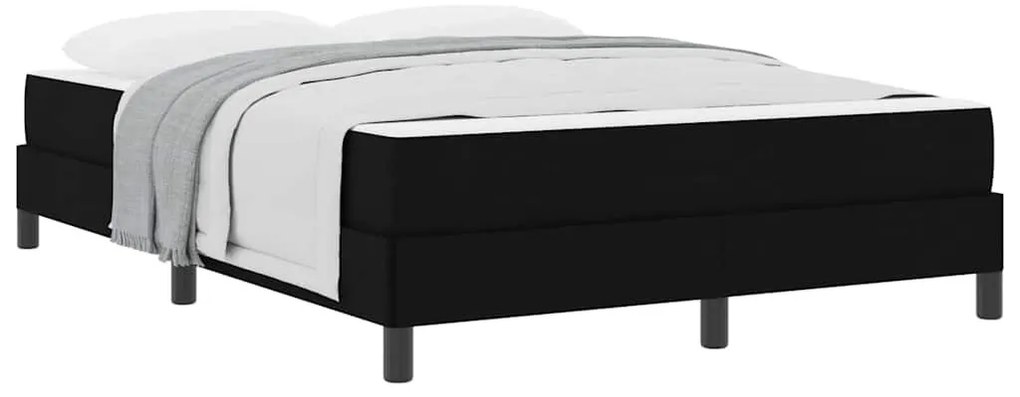 Boxrugós ágy matracmal Fekete 140 x 190 cm szövet