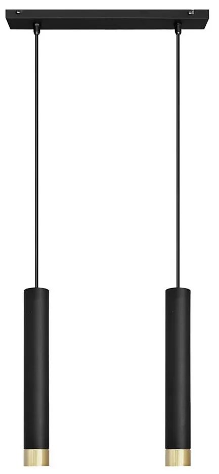 LED Csillár zsinóron TUBA 2xGU10/4,8W/230V fekete/arany