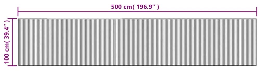 négyszögletű sötétbarna bambusz szőnyeg 100 x 500 cm
