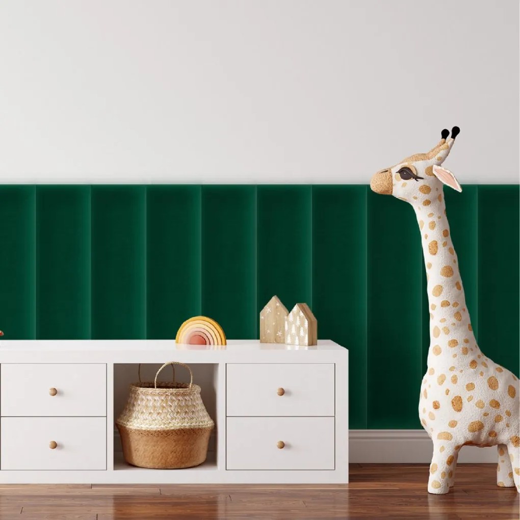 Bársony kárpitozott panel - Téglalap - 70x30cm Szín: Khaki zöld