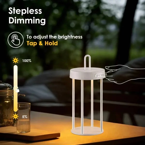 LED fényerőszabályozható kültéri újratölthető érintésvezérlésű asztali lámpa GENTLE LED/1,5W/3,7V 3000 mAh IP44 fehér