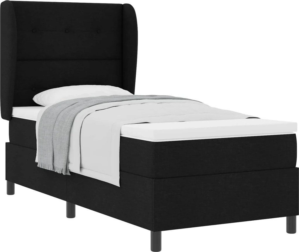 vidaXL Boxrugós ágy matracmal fejtámlával Fekete 80 x 200 cm szövet
