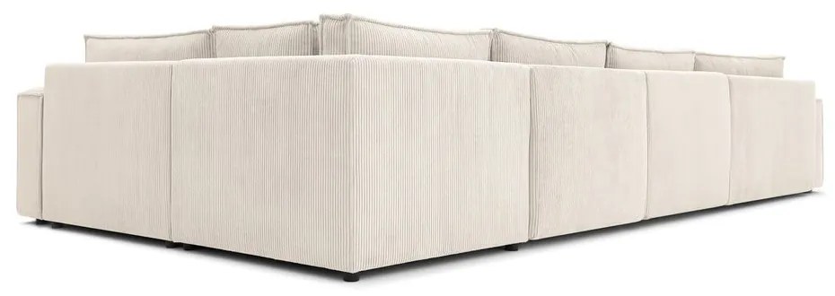 Krémszínű kordbársony sarokkanapé (jobb oldali) Nihad modular – Bobochic Paris