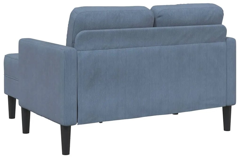 kék vászon 2 üléses kanapé L-alakú kanapéval 125 cm