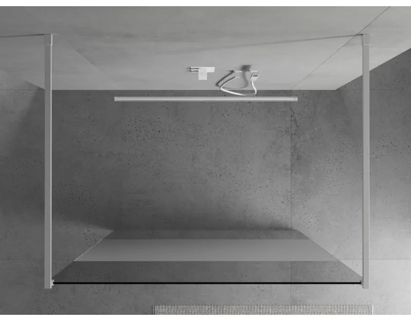 Mexen Kioto, átmenő zuhanyparaván 120 x 200 cm, 8mm átlátszó / jegesedés üveg, 2x fehér stabilizáló távtartó, 800-120-002-20-35