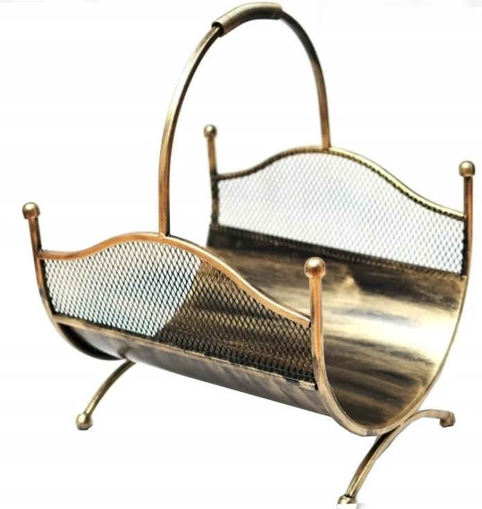 Tűzifa kosár kandallóhoz 121 arany – fém tetőtéri állvány