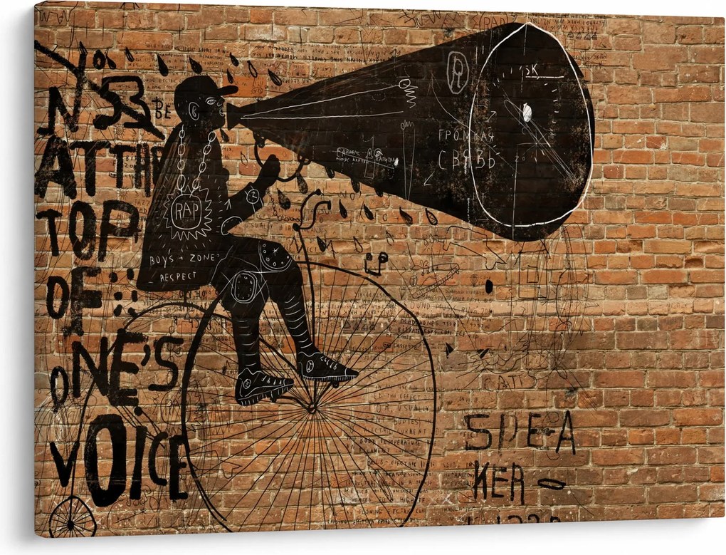 Kép - Férfi kerékpáron Banksy stílusában (70x50 cm)