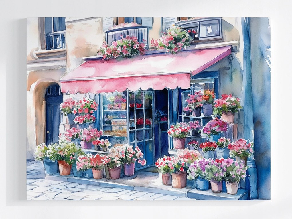 Poszter Bolt Virágüzlet Virágok Utcai Vitrin 80x60