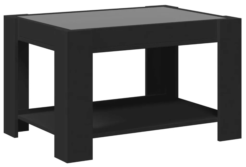 fekete szerelt fa dohányzóasztal LED-del 73 x 53 x 45 cm
