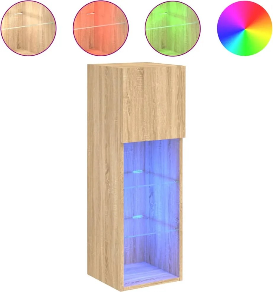 vidaXL sonoma tölgy színű TV-szekrény LED-lámpákkal 30,5x30x90 cm