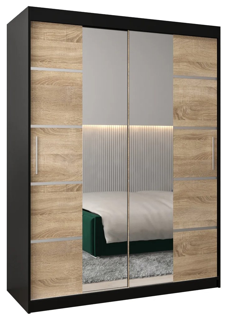 Ruhásszekrény 180 cm Verika 4 180 (fekete + szonoma tölgy). 1064296