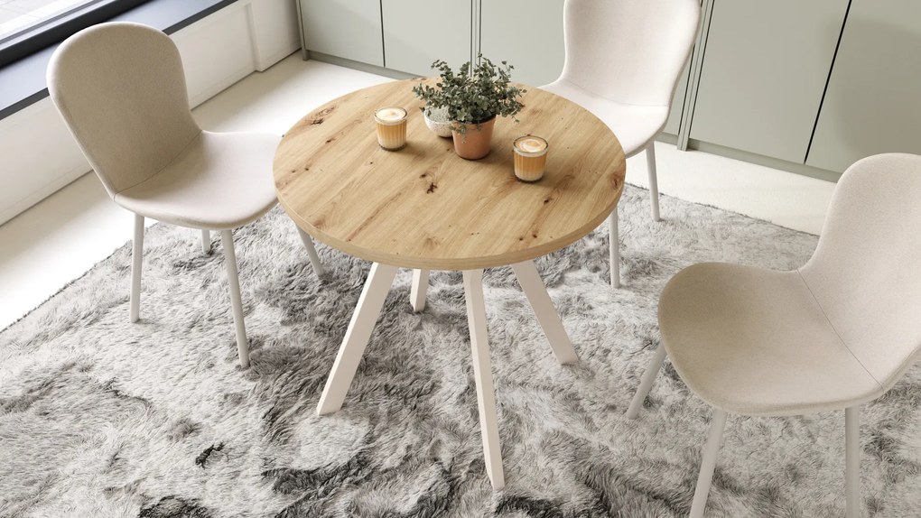 Mazzoni ALMO 80 Artisan Tölgy/bézs lábak - KEREK ASZTAL Y ALAKÚ LÁBAKKAL LOFT/INDUSZTRIÁLIS STÍLUSBAN KONYHÁBA NAPPALIBA VAGY ÉTKEZŐBE