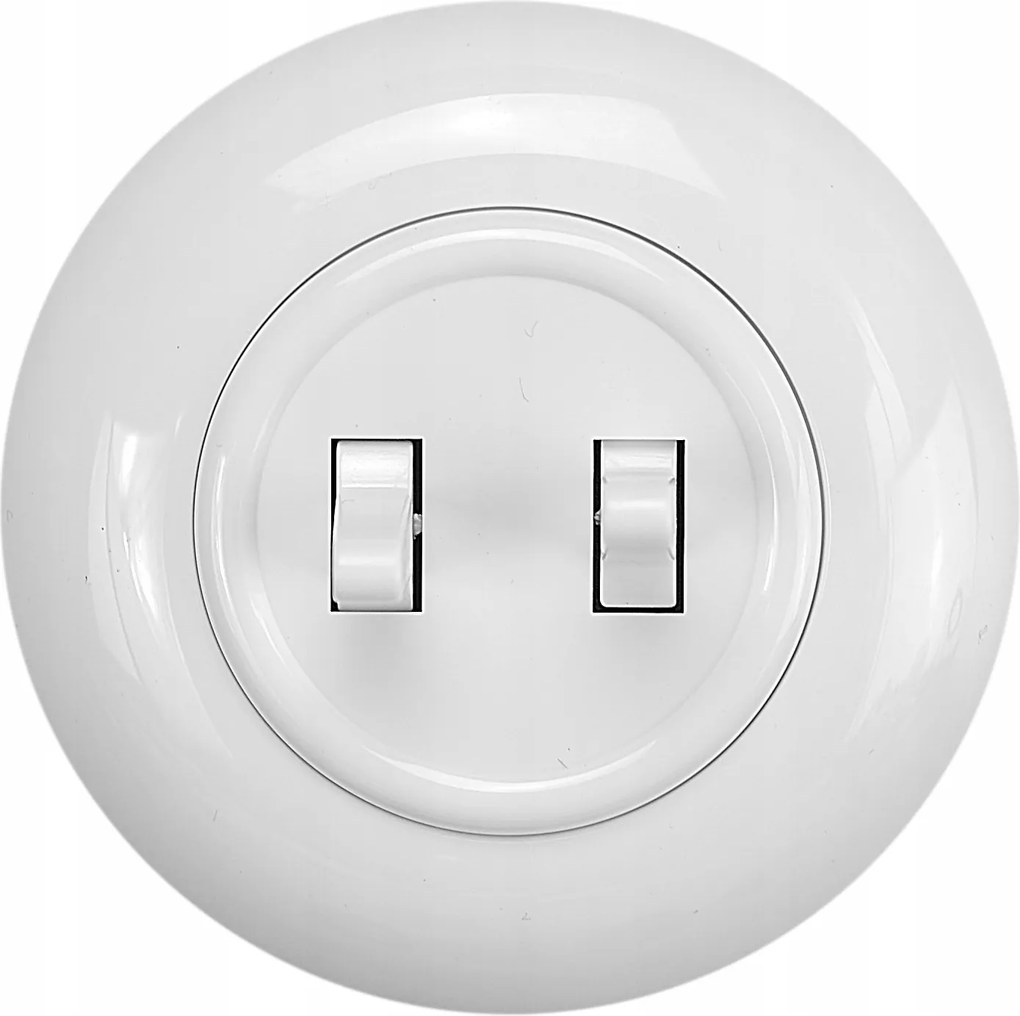 fehér kerek dupla Lofot kapcsoló, loft stílusú fénykapcsoló