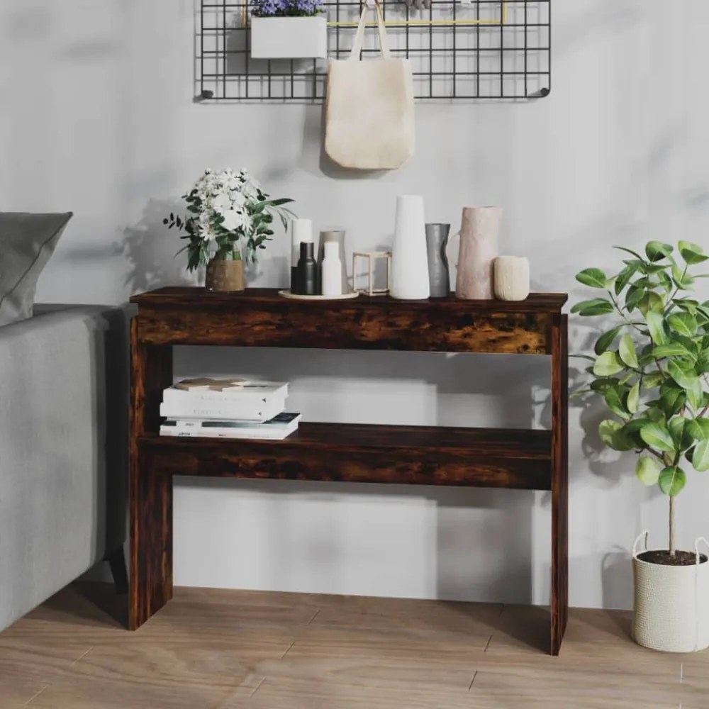 füstös tölgy színű szerelt fa tálalóasztal 102 x 30 x 80 cm