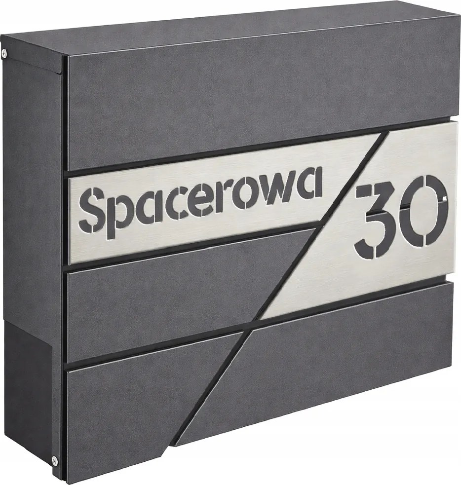 Postaláda rozsdamentes acél Antracit cím házszám Cnc bedobó