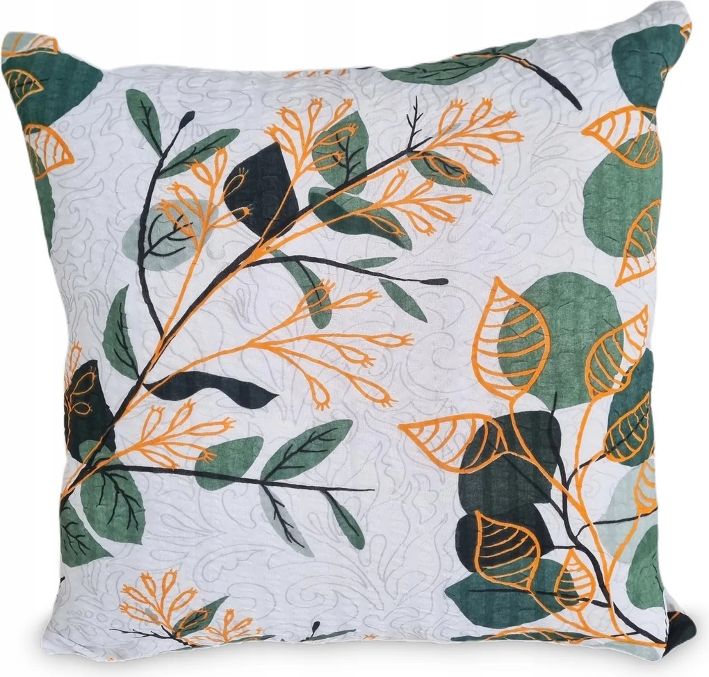 Fakéreg párnahuzat 70x80 fehér mézzöld botanikus levelek