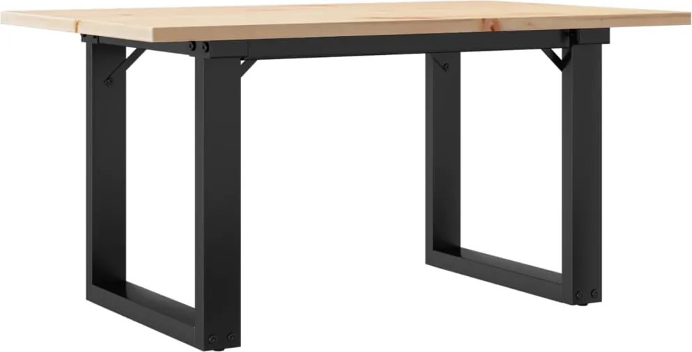vidaXL tömör fenyőfa és acél dohányzóasztal O-vázzal 80x50x40 cm