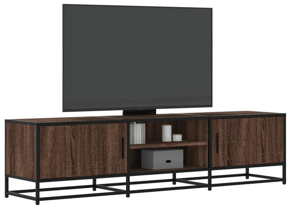 barna tölgy színű szerelt fa és fém TV-szekrény 160x35x41 cm