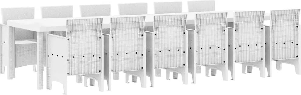 vidaXL Kert étkező szett 13 pcs Fehér Polt rattan
