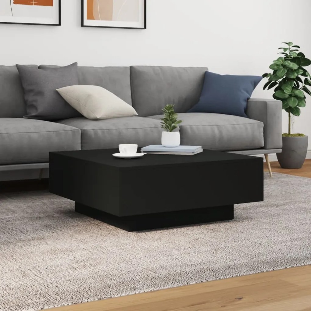fekete dohányzóasztal LED-lámpákkal 80 x 80 x 31 cm