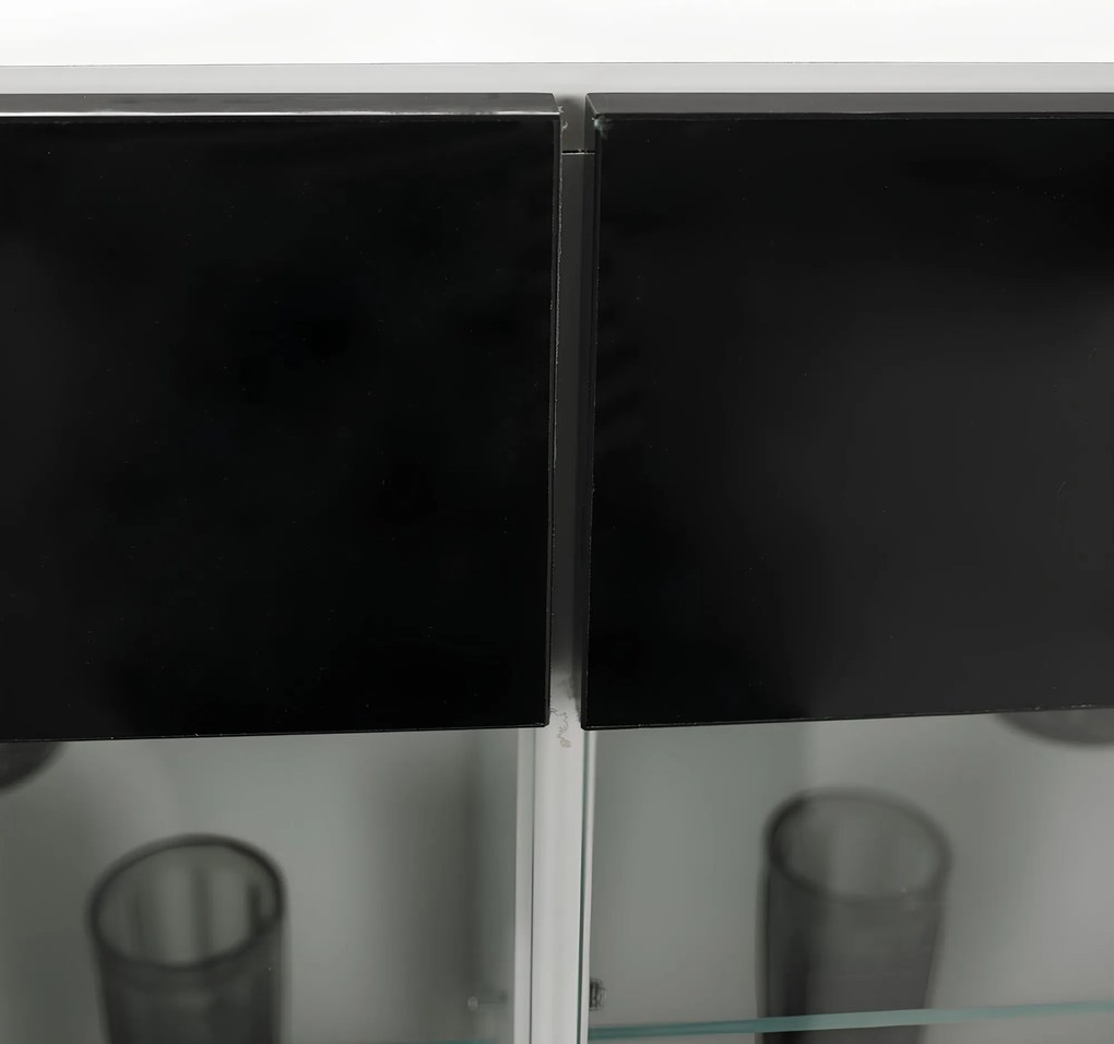 Nappali sor LED világítással, fehér/fekete- extra magas fényű HG, LEO